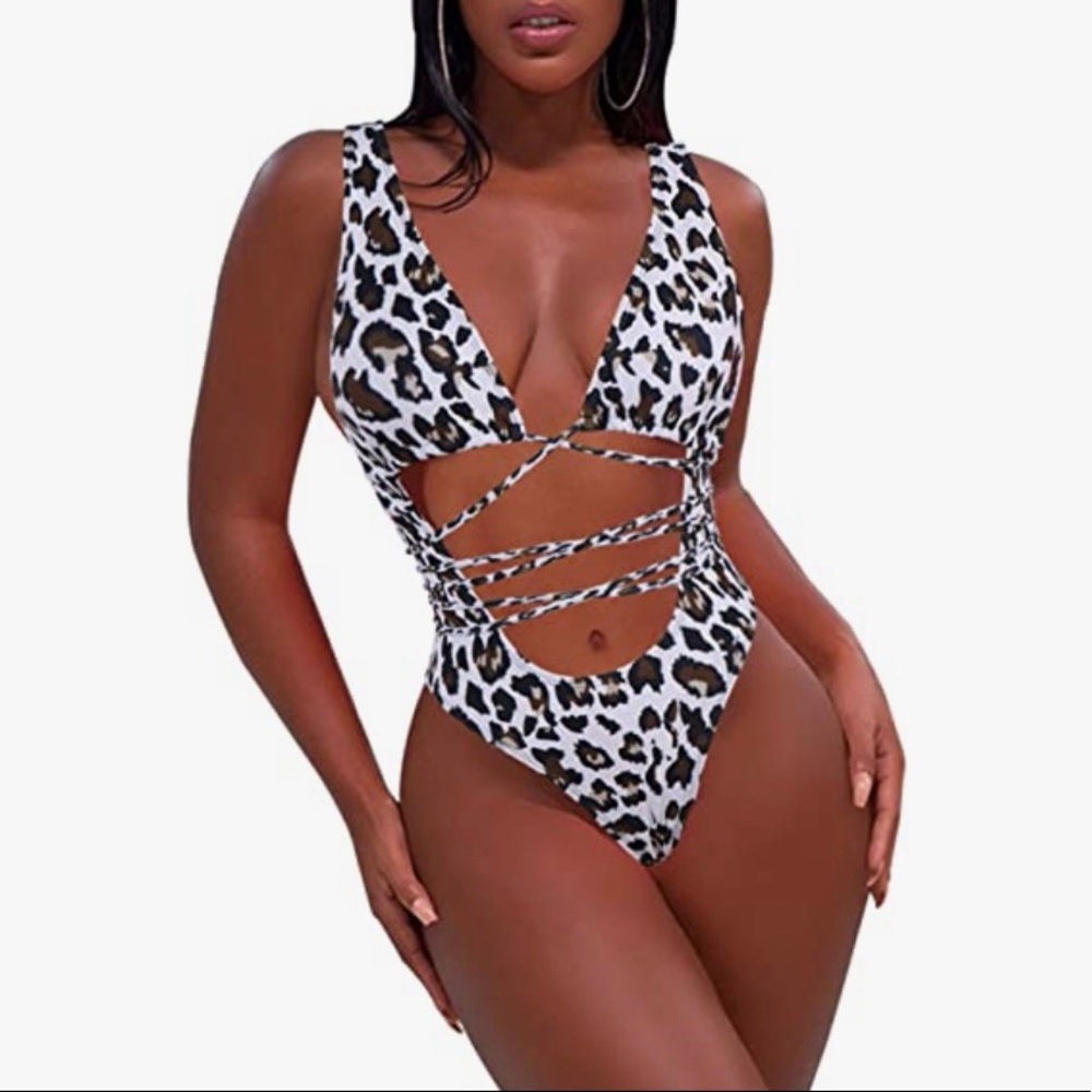 Womens leopard print swim suit